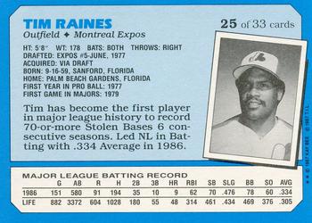 1987 Topps Kay-Bee Superstars of Baseball #25 Tim Raines Back
