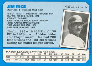 1987 Topps Kay-Bee Superstars of Baseball #26 Jim Rice Back