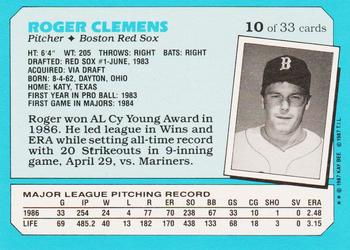 1987 Topps Kay-Bee Superstars of Baseball #10 Roger Clemens Back