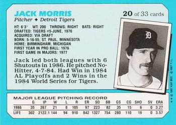1987 Topps Kay-Bee Superstars of Baseball #20 Jack Morris Back