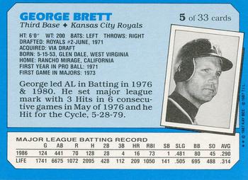 1987 Topps Kay-Bee Superstars of Baseball #5 George Brett Back