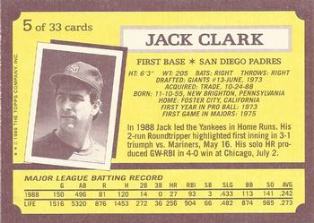 1989 Topps Kay-Bee Superstars of Baseball #5 Jack Clark Back