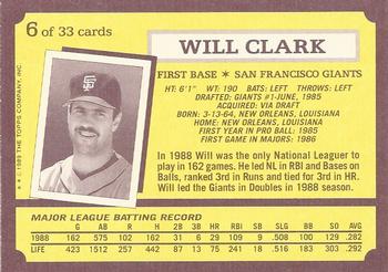 1989 Topps Kay-Bee Superstars of Baseball #6 Will Clark Back