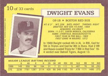 1989 Topps Kay-Bee Superstars of Baseball #10 Dwight Evans Back