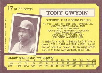1989 Topps Kay-Bee Superstars of Baseball #17 Tony Gwynn Back