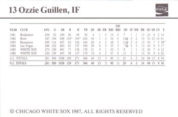 1987 Coca-Cola Chicago White Sox #12 Ozzie Guillen Back