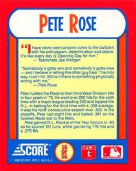 1990 Score - Magic Motion: The MVPs #16 Pete Rose Back