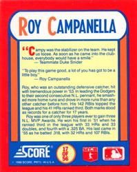 1990 Score - Magic Motion: The MVPs #17 Roy Campanella Back
