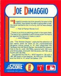 1990 Score - Magic Motion: The MVPs #18 Joe DiMaggio Back