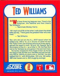 1990 Score - Magic Motion: The MVPs #19 Ted Williams Back