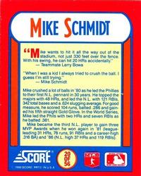 1990 Score - Magic Motion: The MVPs #20 Mike Schmidt Back