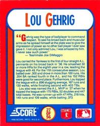 1990 Score - Magic Motion: The MVPs #27 Lou Gehrig Back