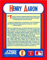 1990 Score - Magic Motion: The MVPs #30 Henry Aaron Back