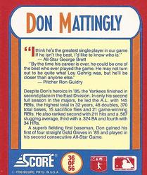 1990 Score - Magic Motion: The MVPs #36 Don Mattingly Back