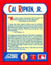 1990 Score - Magic Motion: The MVPs #37 Cal Ripken, Jr. Back