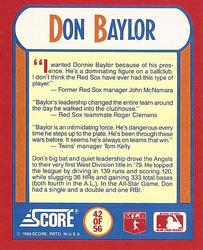 1990 Score - Magic Motion: The MVPs #42 Don Baylor Back