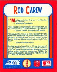 1990 Score - Magic Motion: The MVPs #43 Rod Carew Back