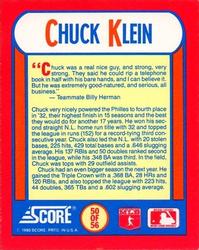 1990 Score - Magic Motion: The MVPs #50 Chuck Klein Back