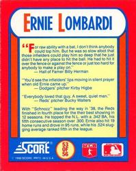 1990 Score - Magic Motion: The MVPs #53 Ernie Lombardi Back