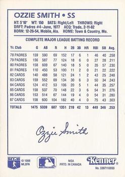 1988 Kenner Starting Lineup Cards #3397110050 Ozzie Smith Back