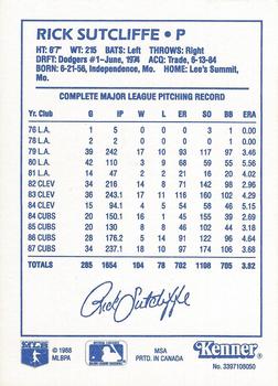 1988 Kenner Starting Lineup Cards #3397108050 Rick Sutcliffe Back