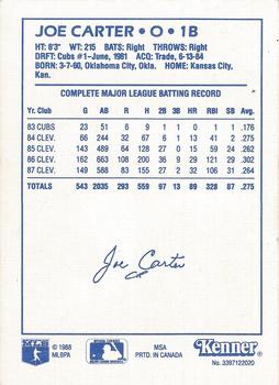 1988 Kenner Starting Lineup Cards #3397122020 Joe Carter Back