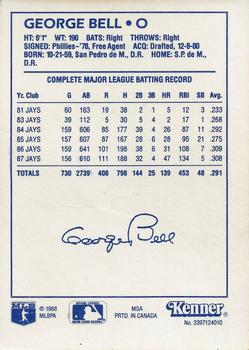 1988 Kenner Starting Lineup Cards #3397124010 George Bell Back