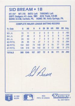 1988 Kenner Starting Lineup Cards #2297106010 Sid Bream Back