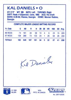 1988 Kenner Starting Lineup Cards #3397102030 Kal Daniels Back