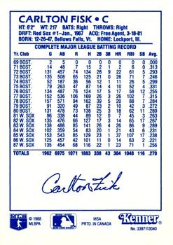 1988 Kenner Starting Lineup Cards #3397113040 Carlton Fisk Back