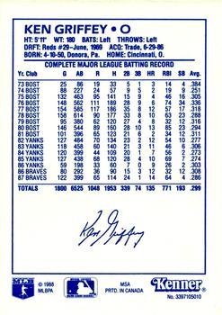 1988 Kenner Starting Lineup Cards #3397105010 Ken Griffey Back