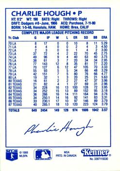 1988 Kenner Starting Lineup Cards #3397115030 Charlie Hough Back