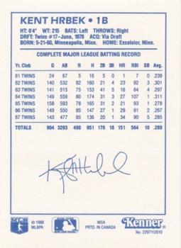 1988 Kenner Starting Lineup Cards #2297112010 Kent Hrbek Back