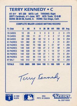 1988 Kenner Starting Lineup Cards #3397119050 Terry Kennedy Back