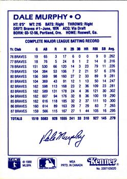1988 Kenner Starting Lineup Cards #3397105020 Dale Murphy Back