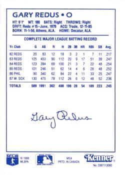 1988 Kenner Starting Lineup Cards #3397113060 Gary Redus Back