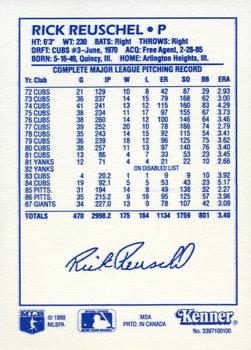 1988 Kenner Starting Lineup Cards #3397100100 Rick Reuschel Back