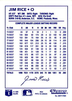 1988 Kenner Starting Lineup Cards #3397117030 Jim Rice Back
