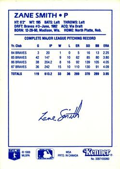 1988 Kenner Starting Lineup Cards #3397105060 Zane Smith Back