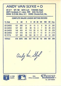 1988 Kenner Starting Lineup Cards #3397106060 Andy Van Slyke Back