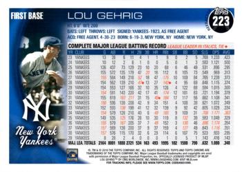 2010 Topps Chrome - Refractors #223 Lou Gehrig Back