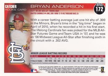 2010 Topps Chrome - Rookie Autographs #172 Bryan Anderson Back