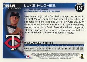 2010 Topps Chrome - Rookie Autographs #187 Luke Hughes Back