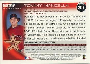 2010 Topps Chrome - Rookie Autographs #207 Tommy Manzella Back