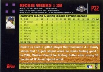 2007 Topps Pepsi #P32 Rickie Weeks Back