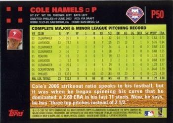 2007 Topps Pepsi #P50 Cole Hamels Back