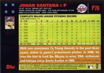 2007 Topps Pepsi #P70 Johan Santana Back