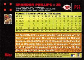 2007 Topps Pepsi #P74 Brandon Phillips Back