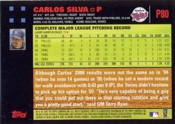 2007 Topps Pepsi #P80 Carlos Silva Back