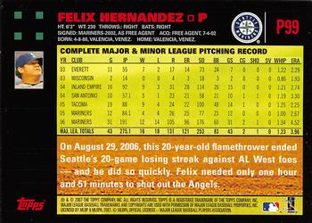 2007 Topps Pepsi #P99 Felix Hernandez Back